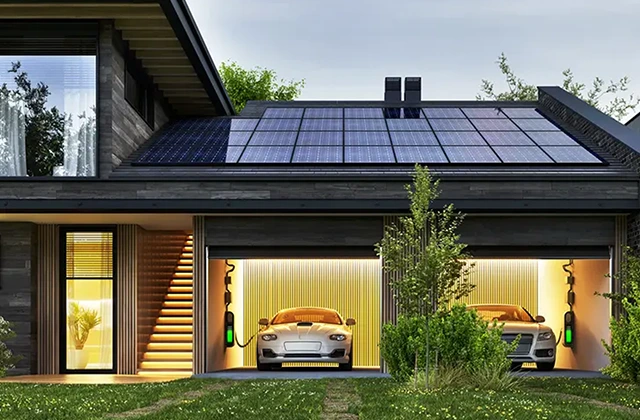 House with solar panels and EV charging – energy management